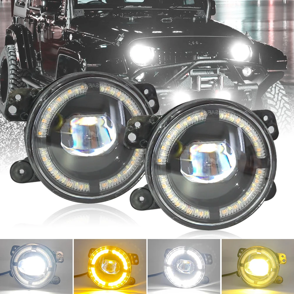 

4 Inch Led Fog Lights Off Road Fog Lamp for Jeep Chevrolet Wrangler JK TJ LJ Dodge Journey 200W Yellow White Car Accessories