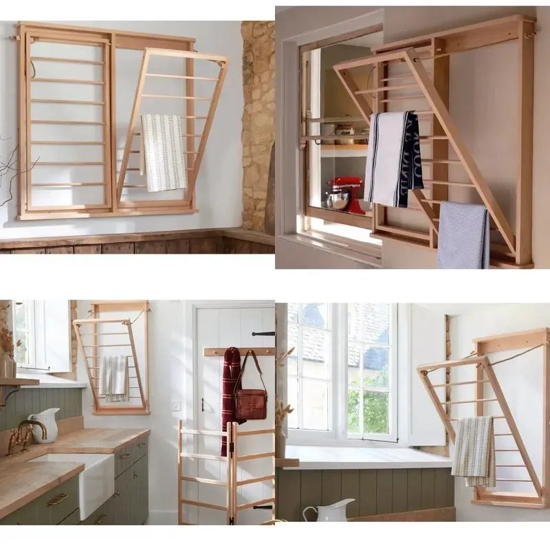 202405 Bead board drying rack Wall-mounted drying rack Laundry room drying rack