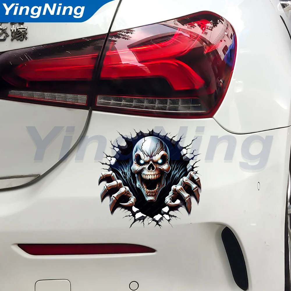 Adesivo de Carro Gótico com Caveira Maligna, Adesivo 3D Realista de Garras de Esqueleto, Vinil Impermeável para Capacete de Moto e Decoração de Laptop