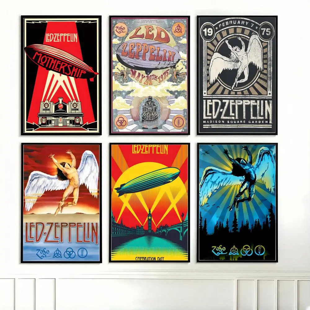 Póster de música L-Led Zeppelin, carteles modernos, cuadros decorativos para salas de estar, dormitorios y bares