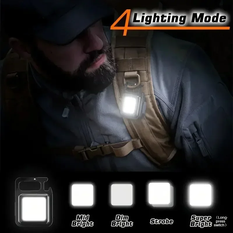 Torcia portachiavi LED COB Mini torcia magnetica portatile super luminosa Lanterna da campeggio USB Luce EDC esterna per escursionismo Pesca