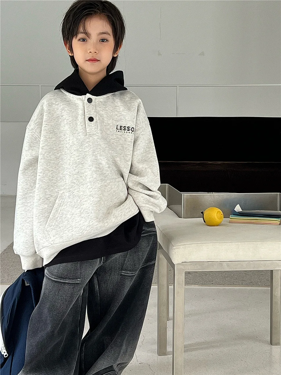

2025 Autumn Edition hooded hoodie easy to put on and take off boys' inner layer Hoodie