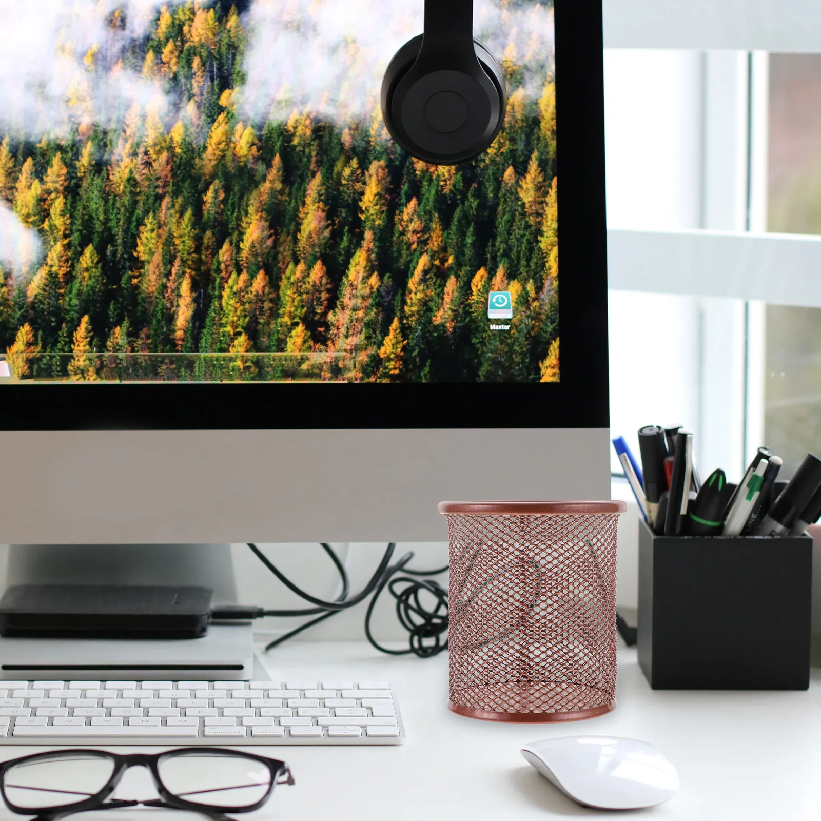 

Набор из 2 больших подставок для ручек, органайзер для рабочего стола, стаканы для карандашей для офиса и школы, аксессуары для домашнего стола, сетчатый контейнер для инструментов