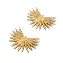 10pcs Brass Palm Leaf Charms Bifurcate Leaves Sun Flower Pendant For DIY Exaggerated Earrings Necklace Handmade Jewelry Making