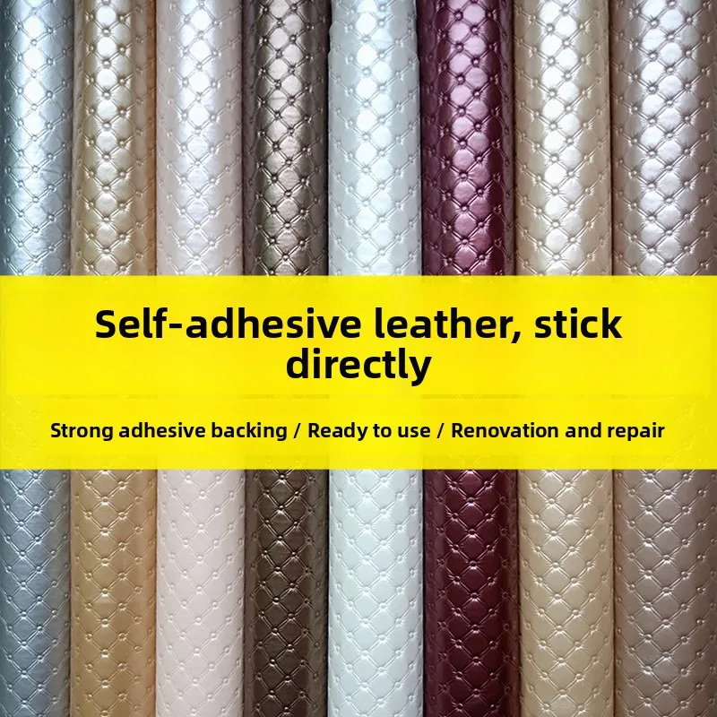 

Self-Adhesive Leather Fabric for Wardrobe Headboard Sofa Repair Rvation with Adhesive Ba PU Artificial Leather