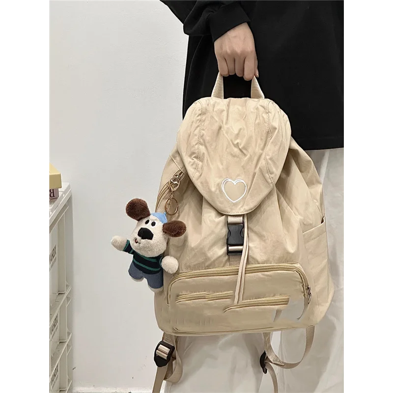 

Корейская женская большая вместительная школьная сумка с вышивкой Sle], 3-дюймовый ноутбук, карибский нейлоновый материал