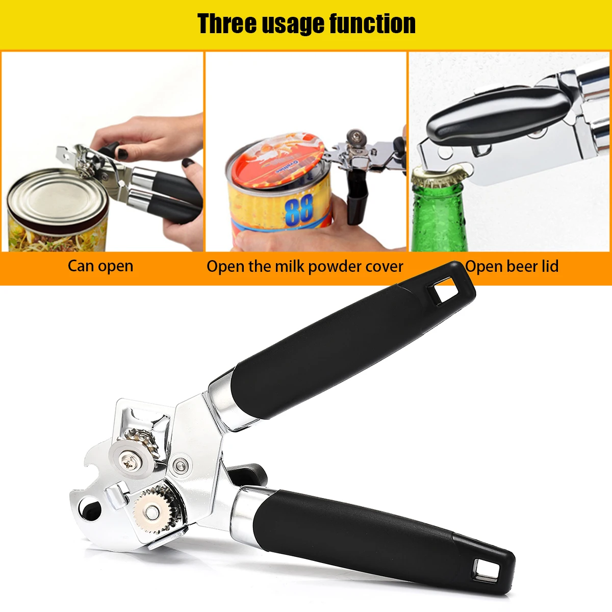 Three In One Multifunctional Strong Bottle Opener Stainless Steel Manual Hand Guard Strong Can Opener