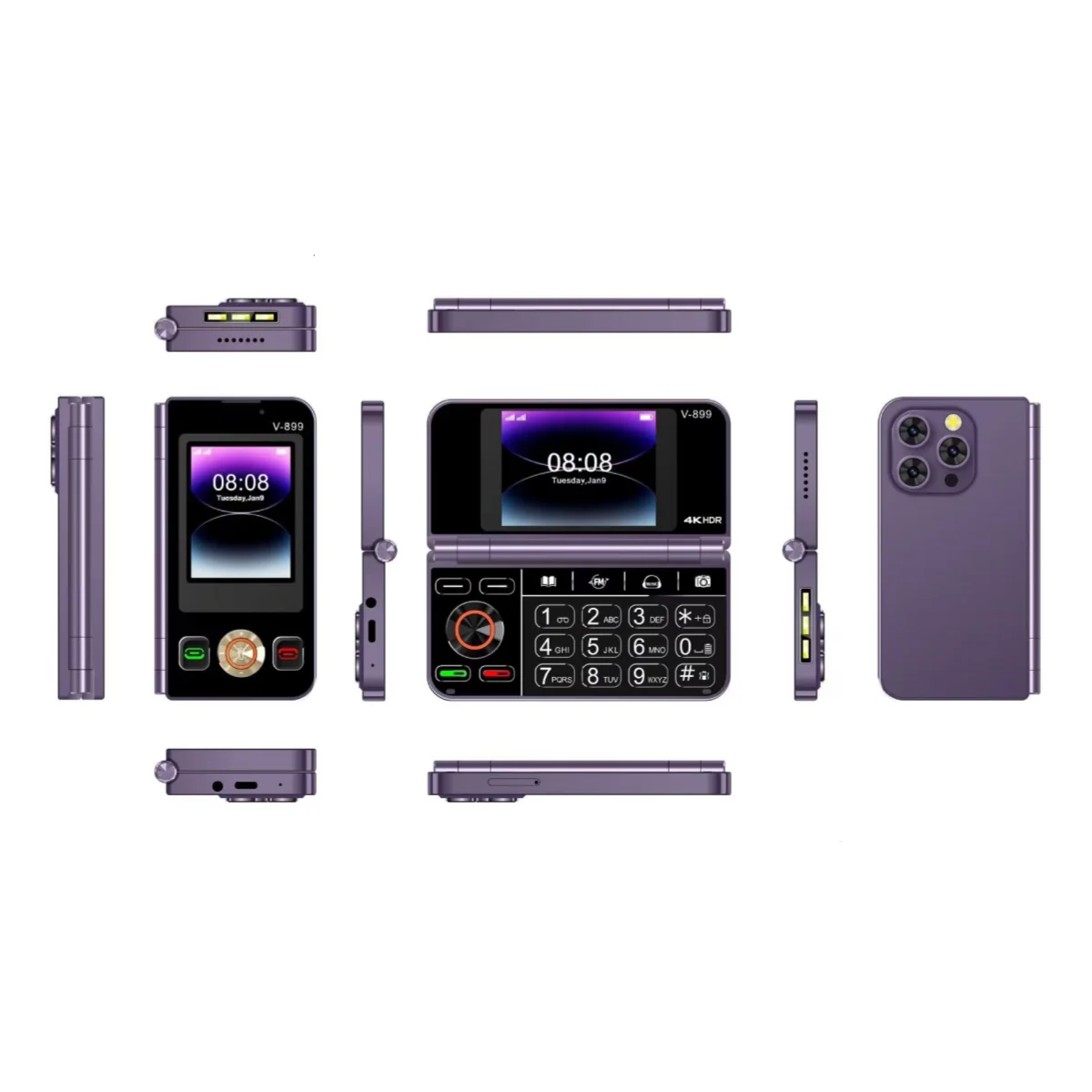 折りたたみ式携帯電話,899インチ画面,mtk6261a,32mb ram,64mb rom,2.8