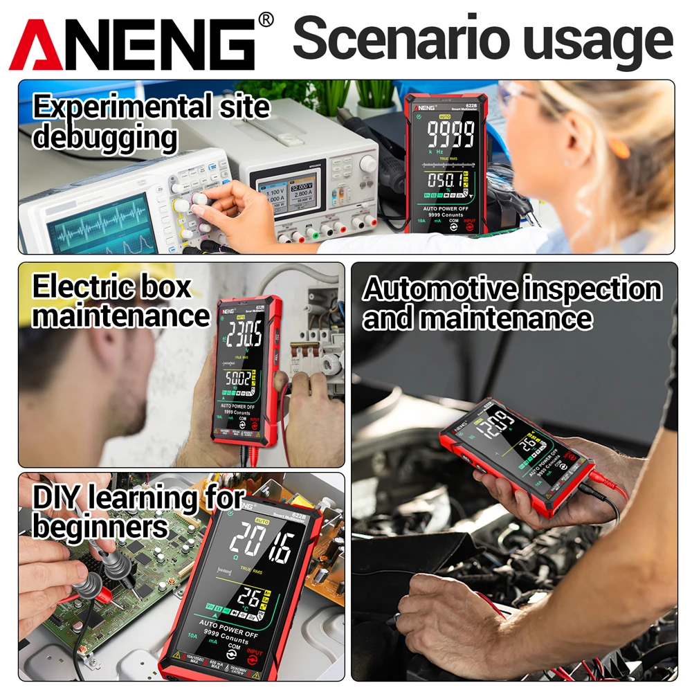ANENG 622B 멀티미터 9999 적외선 레이저 테스터 10A 긴 내구성 테스트 NCV 전압 다이오드 멀티 테스터 미터 아날로그 도구 계산