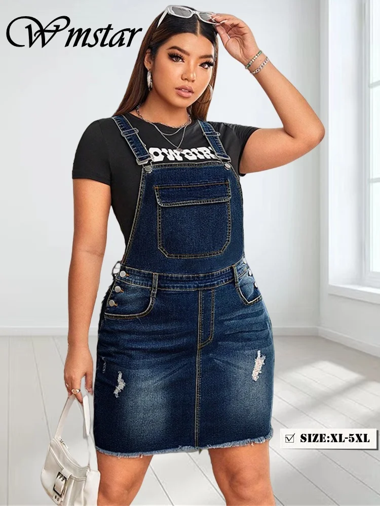 

Wmstar Denim Dresses for Women Wholesale Casual Loose Pockets Fashion Streetwear New in Summer and Fall Women Clothing 2025