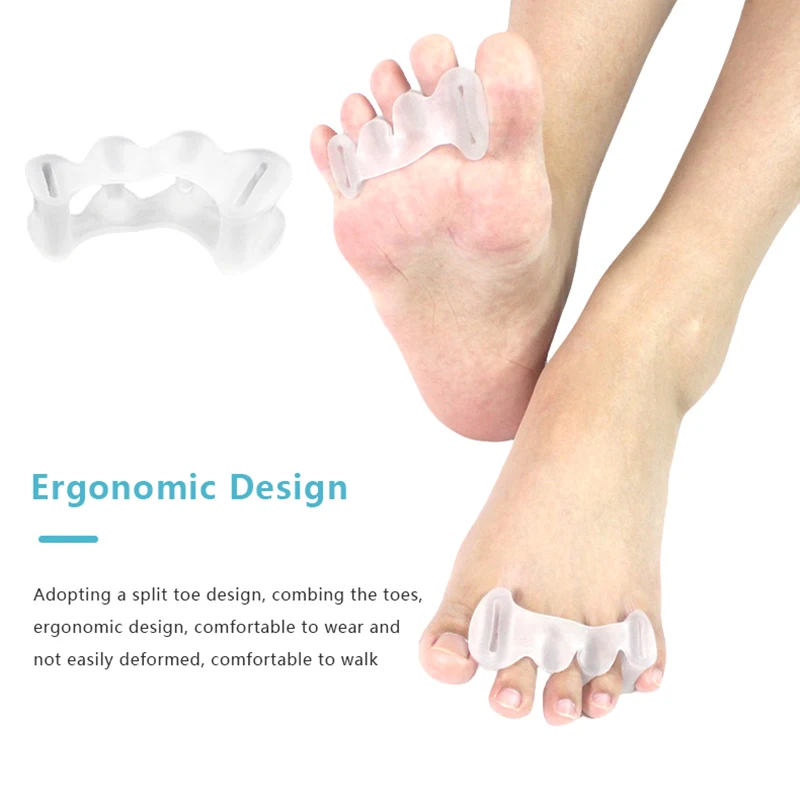 2Pcs Silicone Toe Separator Three-hole Valgus Thumb Orthopedic Pad Overlapping Hammer Foot Corrector