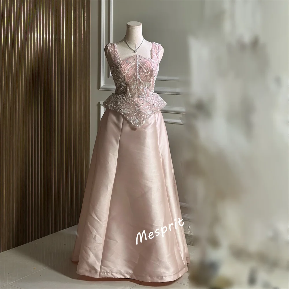 فساتين طويلة مخصصة لامعة مطرزة بدون أكمام على شكل حرف A فستان سهرة فاخر مناسبة مخصصة لحفلات الزفاف الأنيقة