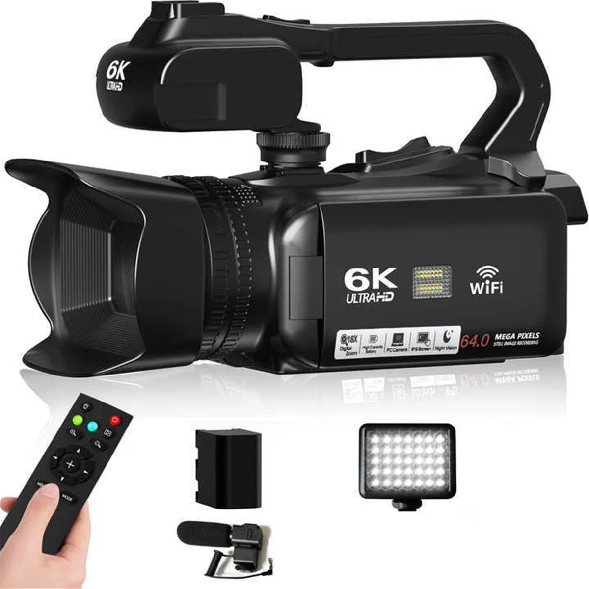 ABGN 64MP HD WIFI 6K 디지털 카메라 4.0 터치 스크린 비디오 270도 회전 야간 투시경 18X 디지털 줌