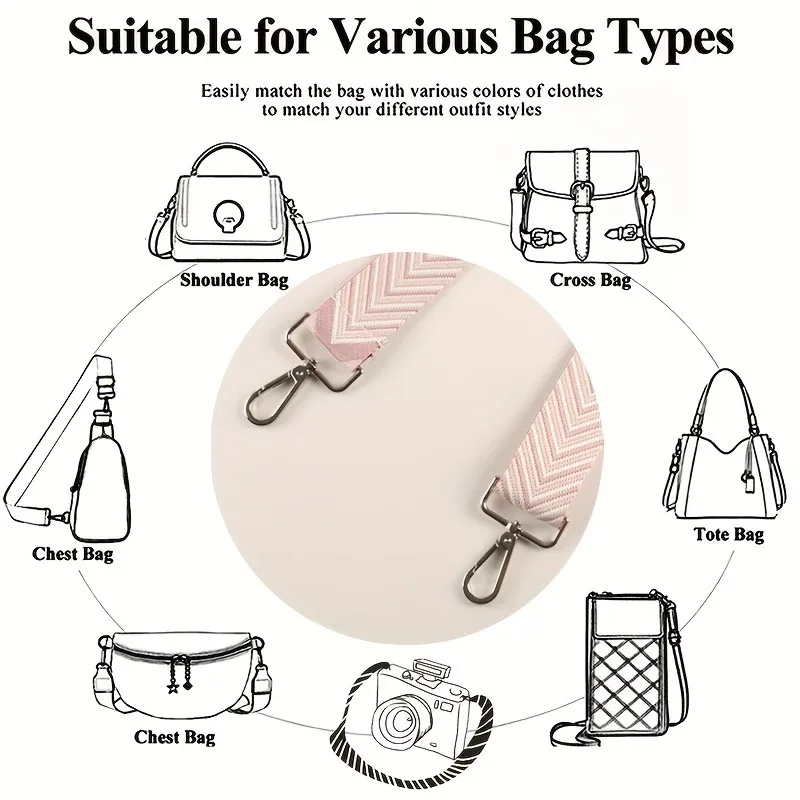 1 Piece 1.57 Inch Wide Adjustable Bag Crossbody Strap Replacement Crossbody Shoulder Strap Magnolia Pattern Jacquarded Strap