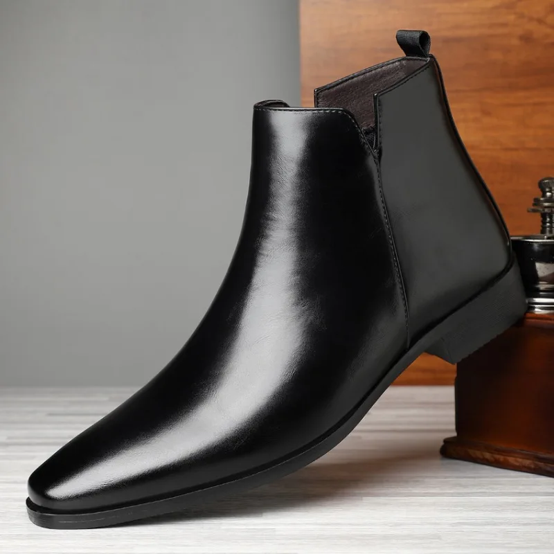 New Men's Luxury Classics Chelsea Boots Luxury High Top Leather Boot Fashion Casual Ankle Boots Men Dress Boot Botas Para Hombre