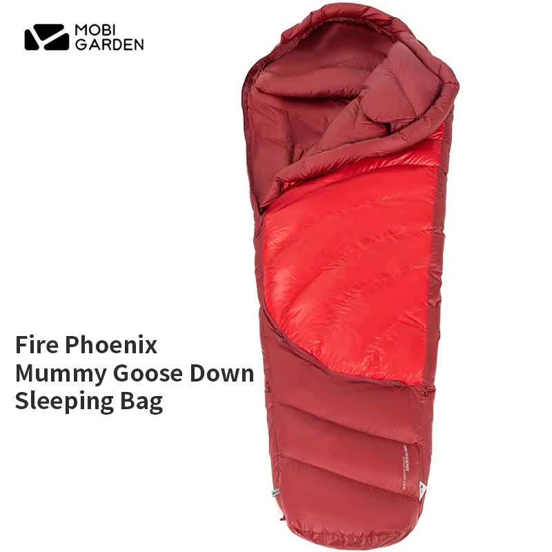 MOBI GARDEN Fire Phoenix Sleeping Bag Mummy Cold Resistance -45℃ Thickening FP800 Goose Down Snow Mountain Windproof Free Quilt