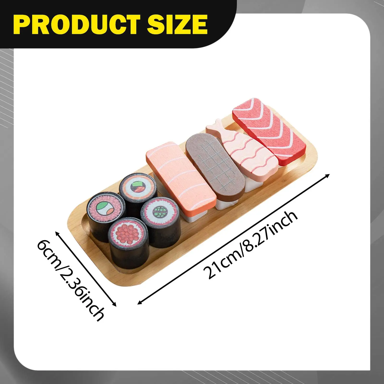 Juego de comida para sushi, juguete de aprendizaje, percepción de color clásica, juego de sushi de madera, juego de comida para rebanar sushi para niñas y niños de 3 años o más