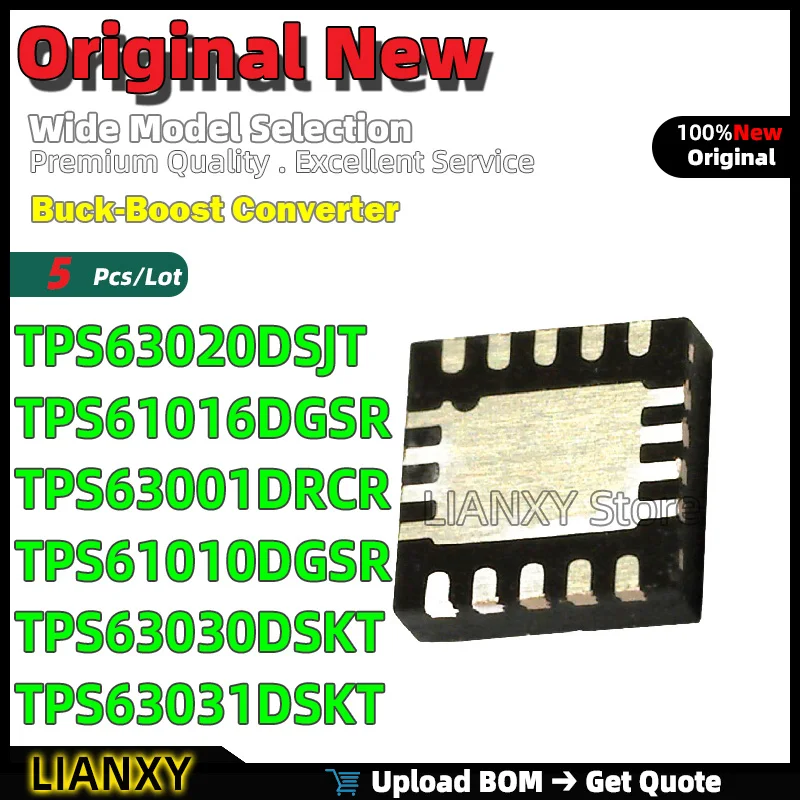 5pcs SON-10 TPS63020DSJT TPS61016DGSR TPS63001DRCR TPS61010DGSR TPS63030DSKT TPS63031DSKT Buck-Boost Converter New Original