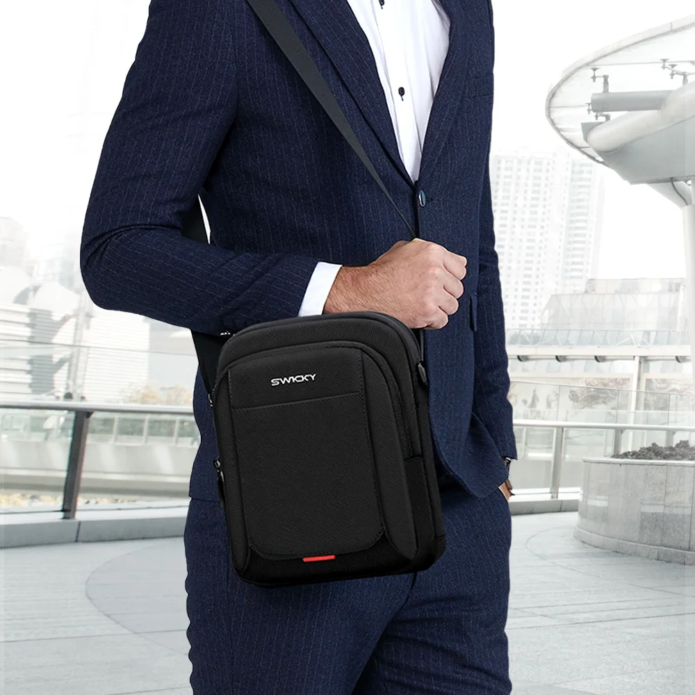 SWICKY Men Fashion Cross Body Business Bag Chest Bag Waterproof Outdoor Travel Single Shoulder Bag