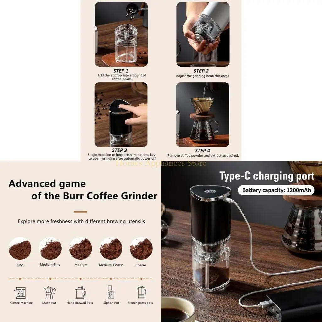 

D0AB Portable Espresso Machine Maker Rechargeable Grinder Perfect for Outdoor Travel