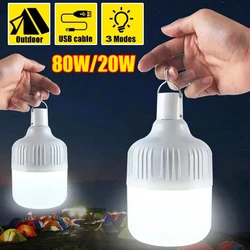 Lâmpada LED recarregável USB ao ar livre Luz de emergência portátil Ligar luzes de acampamento, Home Decor, Night Light, Lâmpadas LED de 360 °, 3 modos