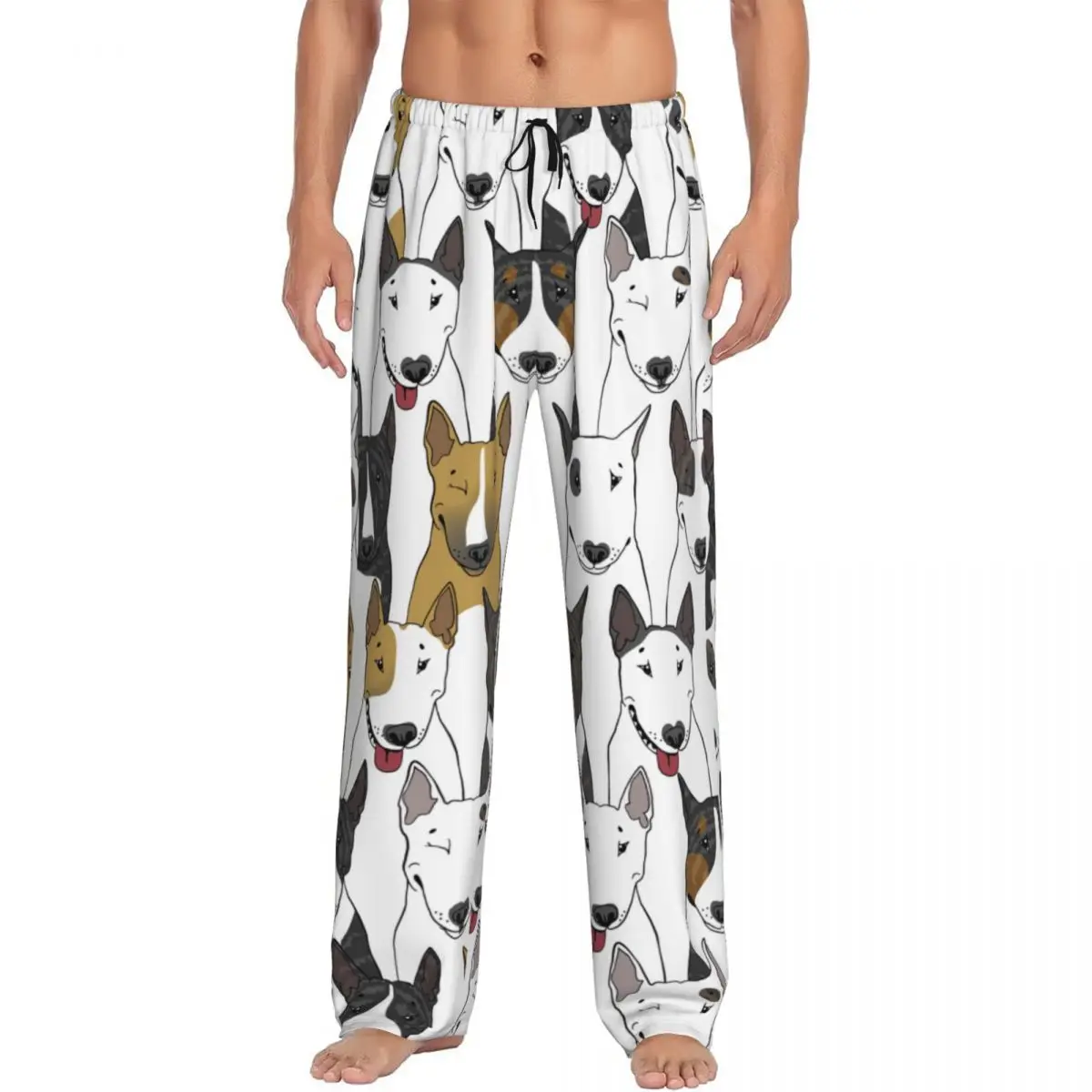 Individuell bedruckte Herren Pyjama hose Bull Terrier Hunde Nachtwäsche Schlaf Lounge Bottoms mit Taschen