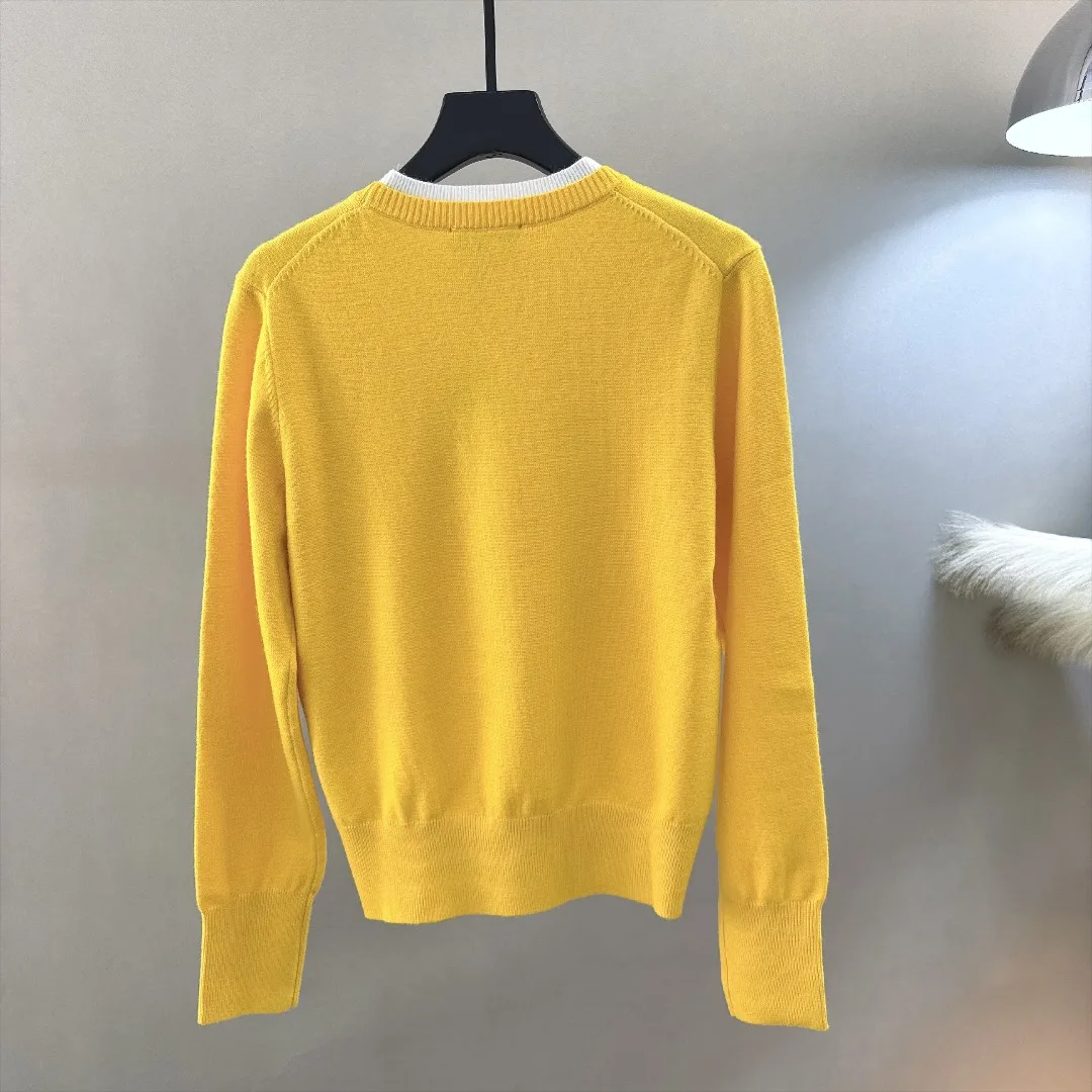 Women's Golf Knit Sweater 2026 Fall New Korean Style Long Sleeve Letter Print Thermal Breathable Cotton Blend Soft Cozy Stretch