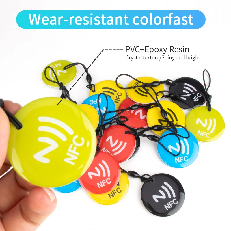 3pcs/5pcs Waterproof NFC Tags Lable Ntag213 13.56MHz Epoxy Card RFID 144 Bytes RFID Token With Rope For All NFC Enabled Phone