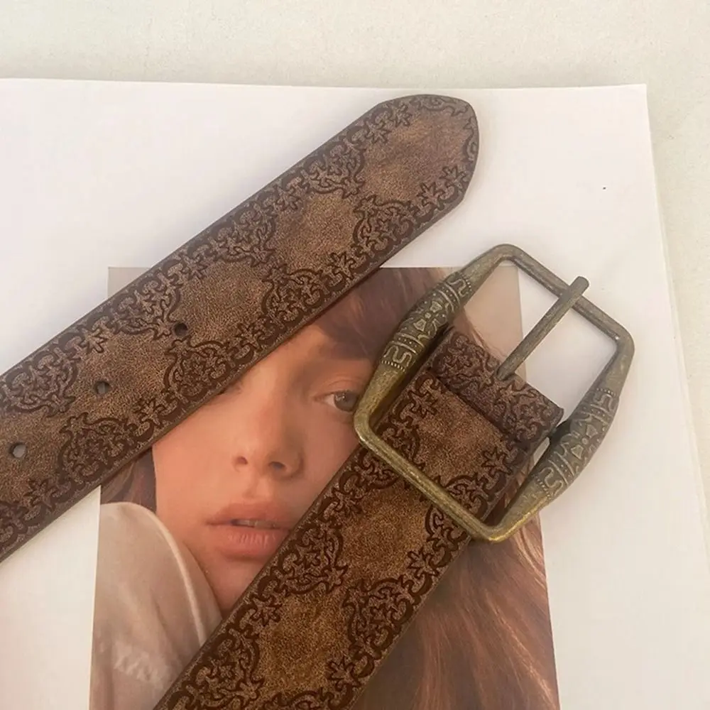 أزياء سبائك العرقية نمط حزام خمر المطبوعة الجينز زنار بو حزام جلد الكورية نمط Y2k السراويل الزخرفية يوميا