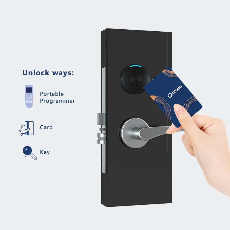 For Durable High Security Master Key System RFID Electronic Door Handle Card Key Smart Hotel Door Locks IP54 Waterproof