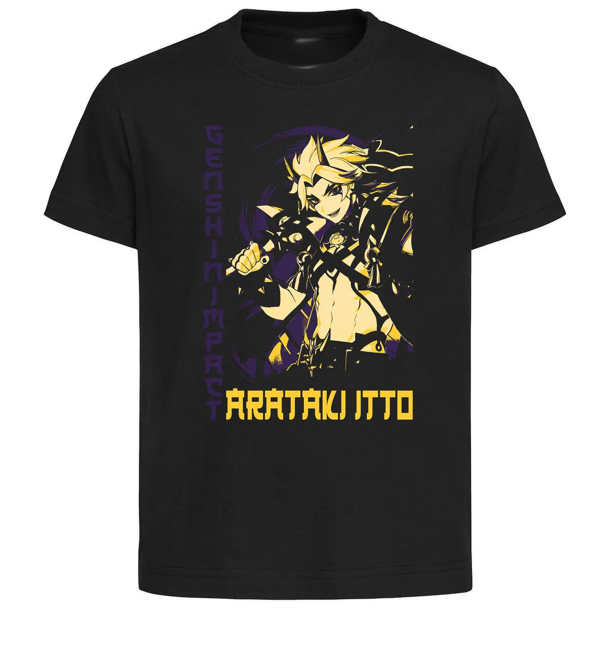 T-Shirt Unisex Black Japanese Style Genshin Impact Arataki Itto SA0922