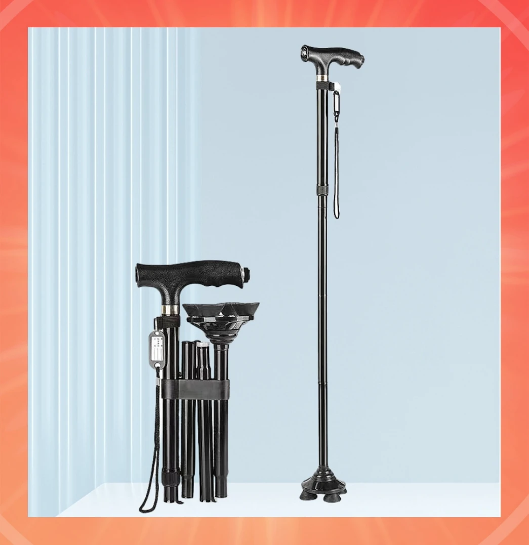 Portable Aluminum Alloy Foldable Crutch Easy Carry Walking Stick Folding Cane for the Old Man Crutch the Elderly Grandpa Support