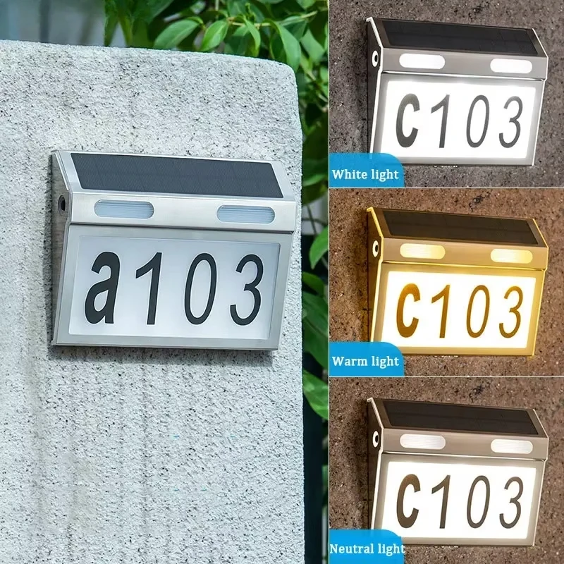 Solar LED Light Outdoor Waterproof House Number Sign Solar Lighting Garden Yard Porch Light Creative Solar Lamps Yard Decoration