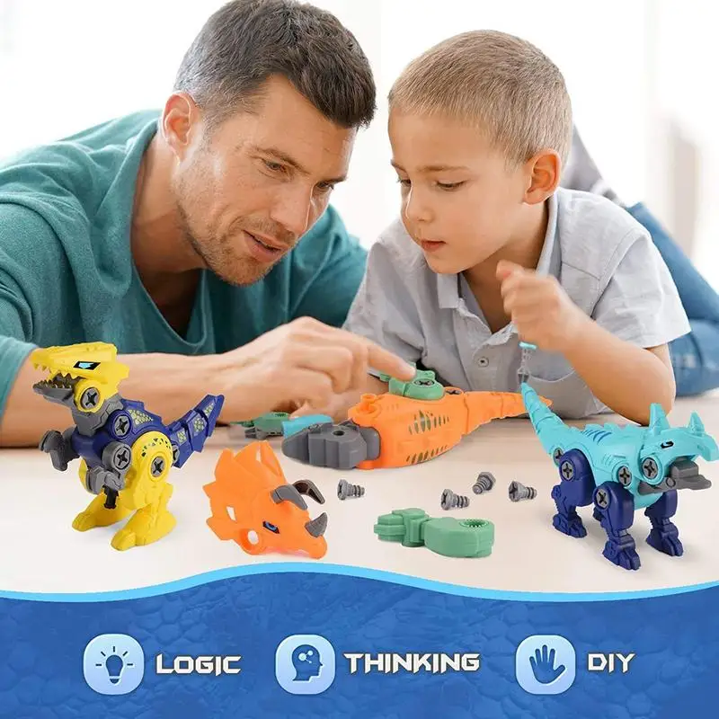 5-in-1 DIY Take Apart Dinosaur Toys Jurassic dinosaur disassembly and assembly Screw Building Block Educational Toys for kids