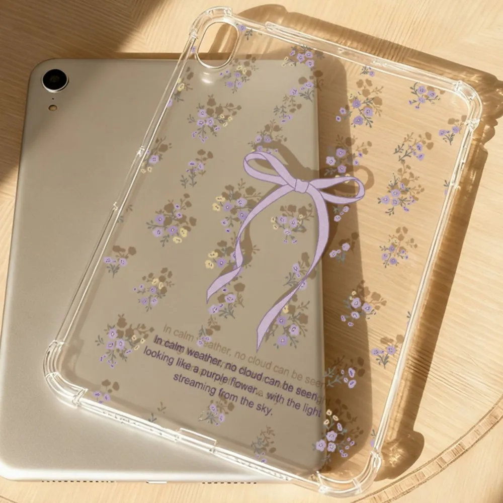 Elegant Purple Floral Bow Clear Tablet Case for Redmi Pad Pro 12.1 for Xiaomi Poco 12.1inch 7 6 5 Pro for Pad 2 9.7inch 2026