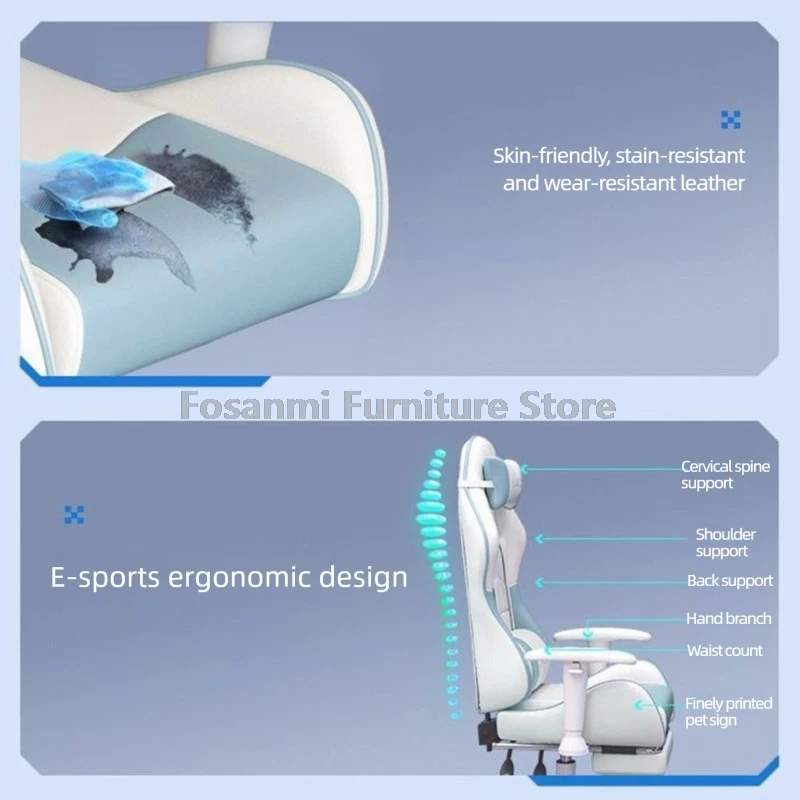 Gamer Leather Office Reclining Desk Chair with Adjustable Armrest Multi-Functional Computer Chair for Gaming with Lumbar Support