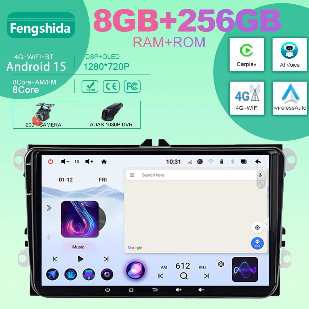 

9 inch Head Unit For VW/Volkswagen/Golf/Polo/Tiguan/Passat/B7/B6/Seat/Leon/Skoda/Octavia Car Radio Android Auto Multimedia GPS