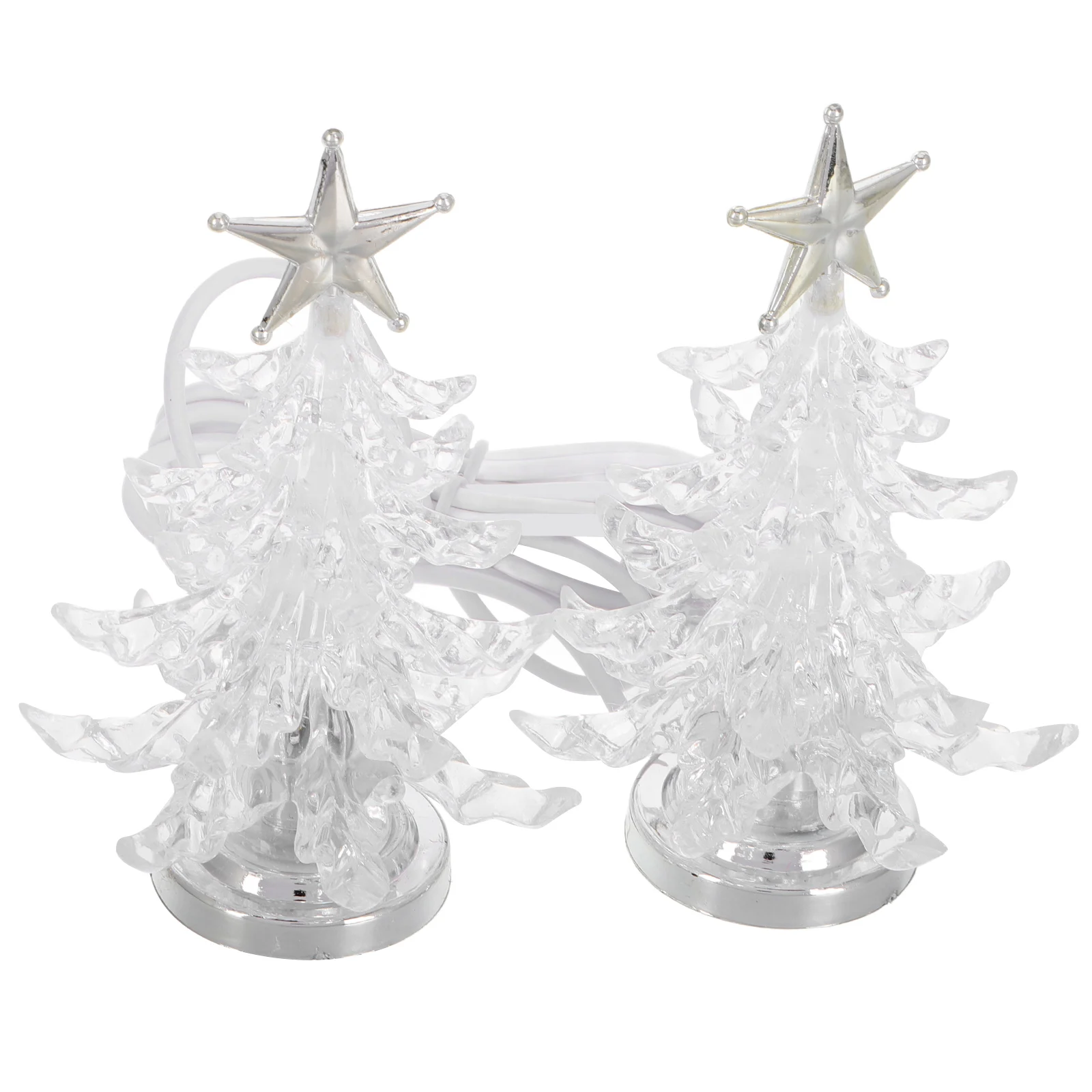 

2Pcs Creative Christmas Tree Lamp Unique Bedside Light for Bedroom Living Room Cafe Restaurant Office Decor Silver