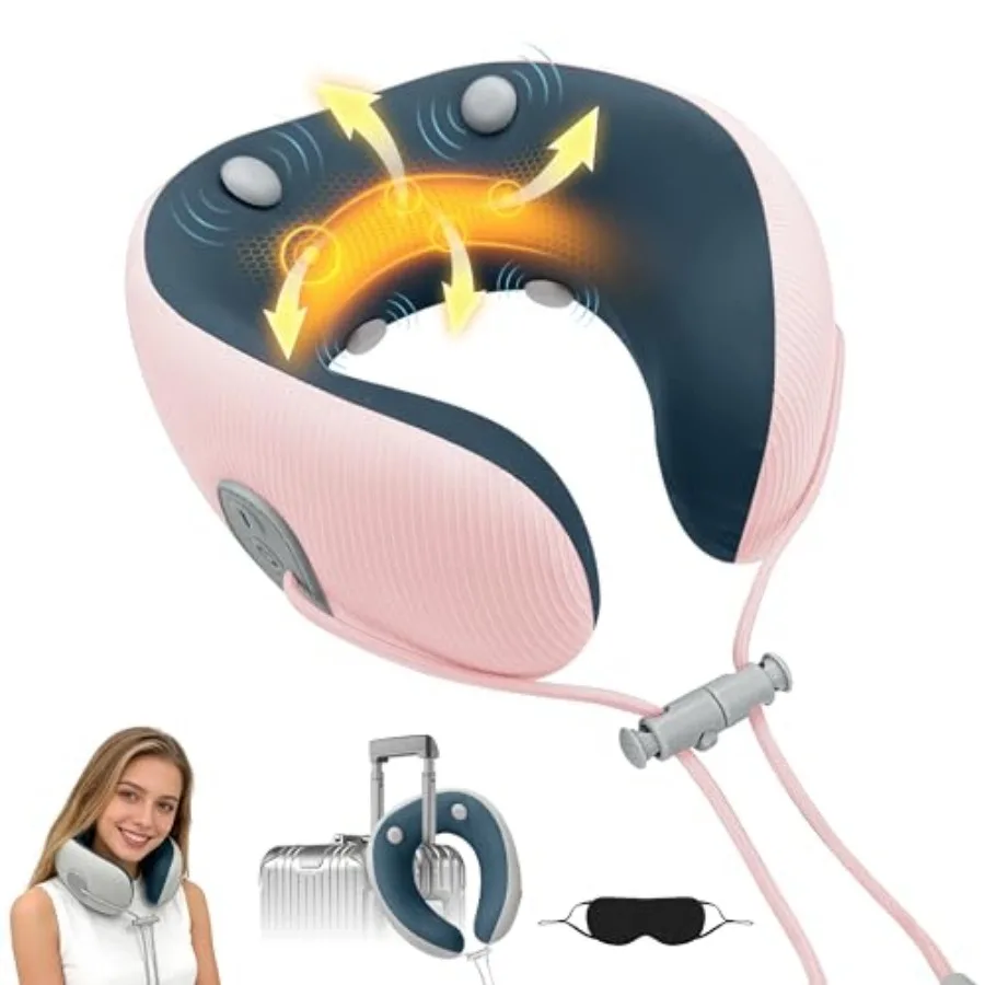 

Neck Travel Pillow with Massage Neck Massager with Heat and Gentle Vibration Massage with Ergonomic Foam Perfect for Airplane C