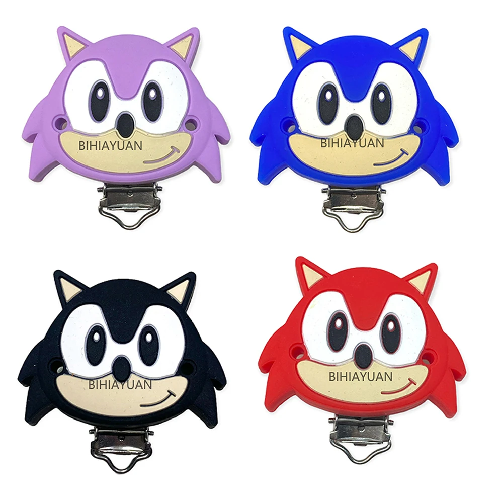 1PCS Sonic The Hedgehog Silicone clip Teething Infant Chewable Necklace Pacifier Toy Accessories