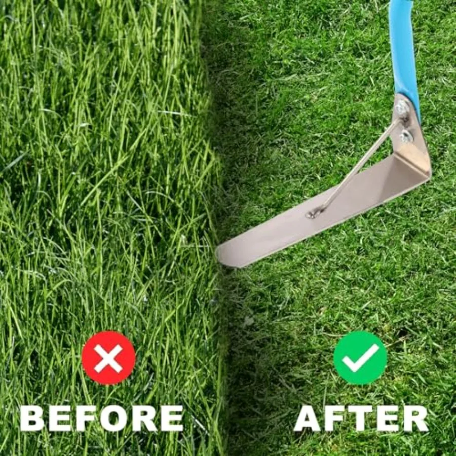 Cortador de ervas daninhas manual com lâmina de aço inoxidável 304 de dois gumes para capina de jardim eficiente alça ergonômica de borracha macia de 41 polegadas