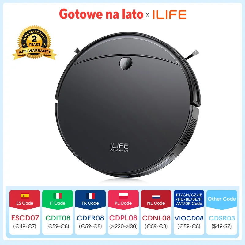 ILIFE V10 Robot Vacuum Cleaner, 5000Pa Suction, Gyro Navigation, Self-Charging Robotic Vacuum, Roller Brush Aspirateur Robot for