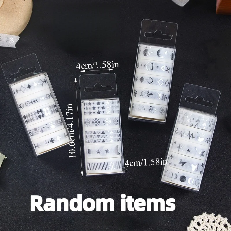 Contain Random Items, Silver Hot Stamping Washi Tape Set, Masking Tape for Journaling, Scrapbooking, Gift Wrapping & DIY Crafts