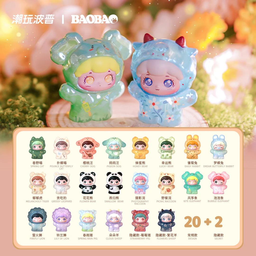 New Trendy Pop Pop Baobao Spring Travelogue Transparent Cute Granules Fully Transparent Mini Blind Box Blind Bag Desktop Ornamen