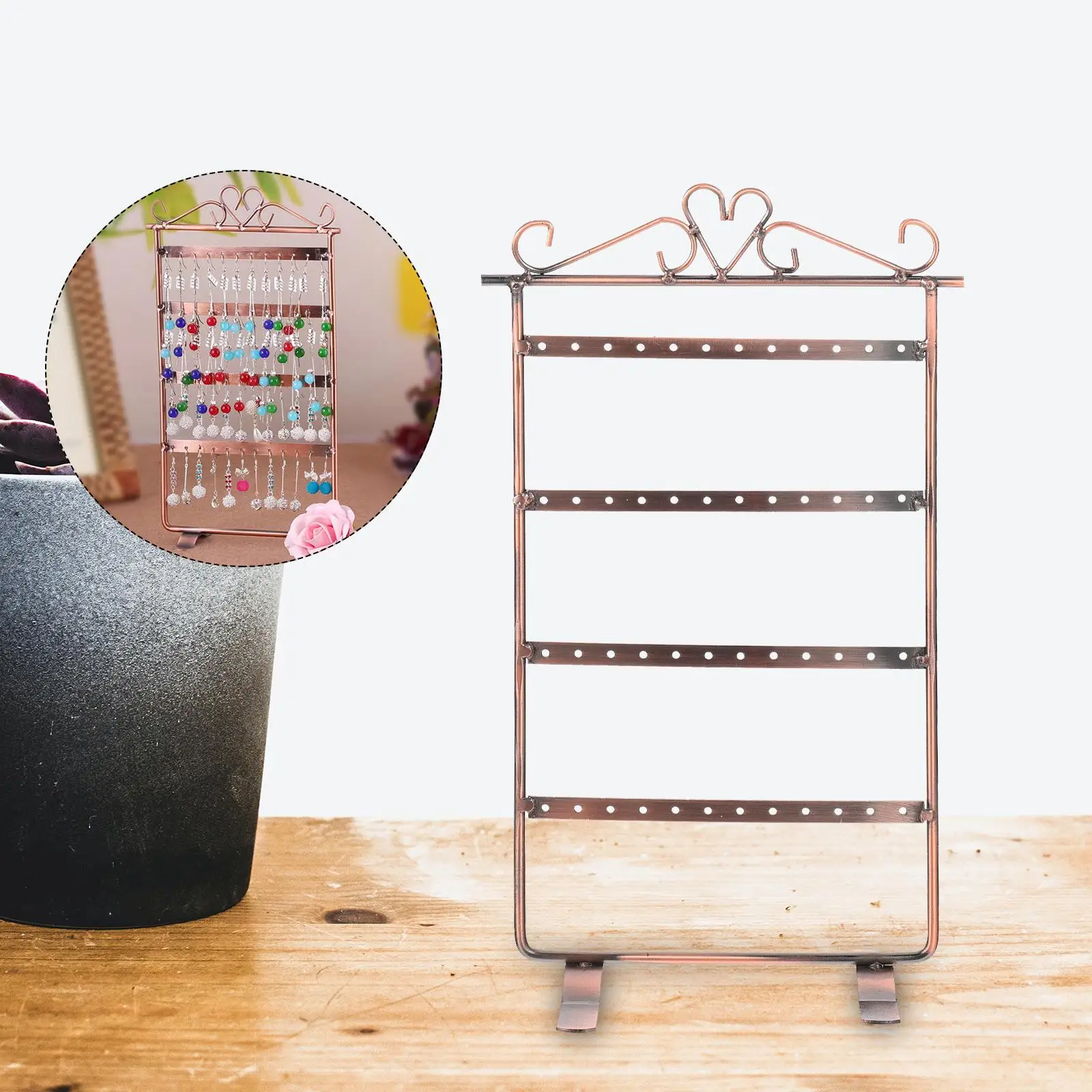 Earring St Rack 48 Holes Jewelry Storage Tower Anti Rust Iron Material Earring Holder Display Bedroom Dressing Table Exhibition