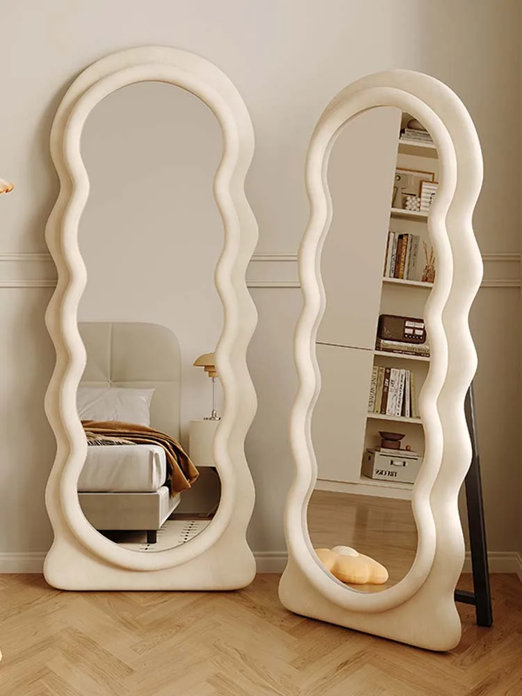 Internet celebrity full body mirror, floor mounted mirror, household wave ins cream style fitting and dressing mirror, female be