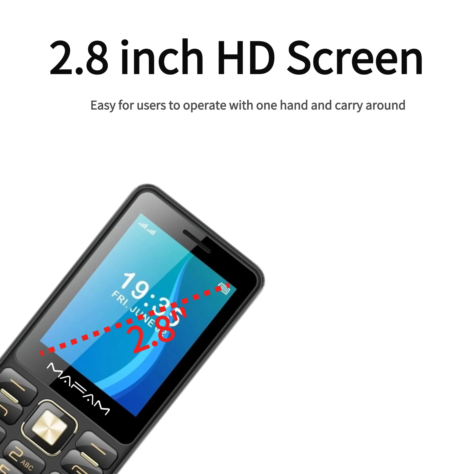 Mafam H7350 2G Classic feature Phone Affordable 2.8" Display Triple SIM Basic Mobile with strong Signal Speed Dial Torch Durable