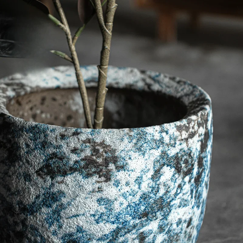 Wabi-maceta grande de cerámica de viento silencioso, maceta grande de suelo a techo para jardín al aire libre, maceta para plantar de gran diámetro, cama de flores, tortuga de bambú P