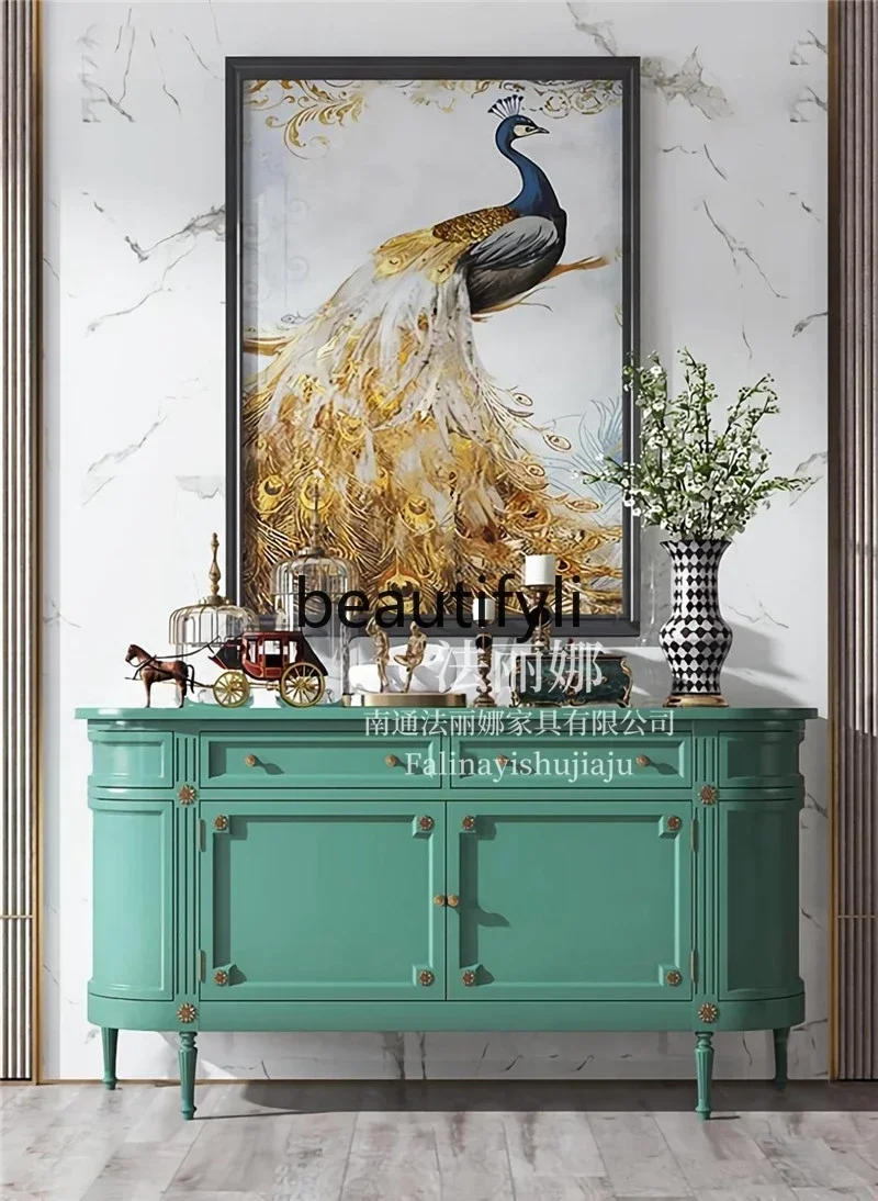

NQ09American light luxury door cabinet European neoclassical foyer decorative cabinet simple semi-circular arc dining side cabin