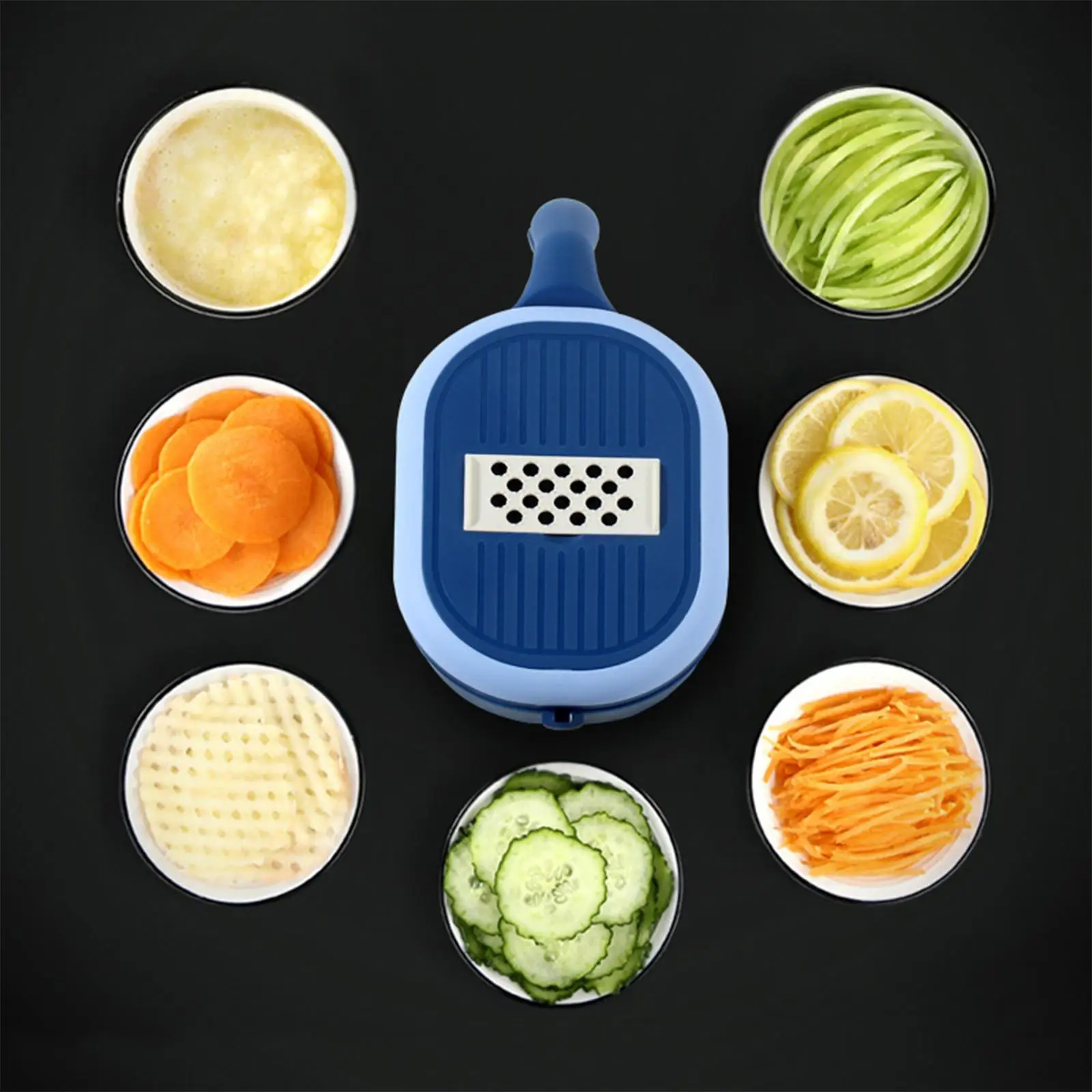 6 Blade Vegetable Cutter Mandolin Slicer Grater with Hand Guard Storage Container for Onion Carrot Potato Cabbage Tomato Kitchen